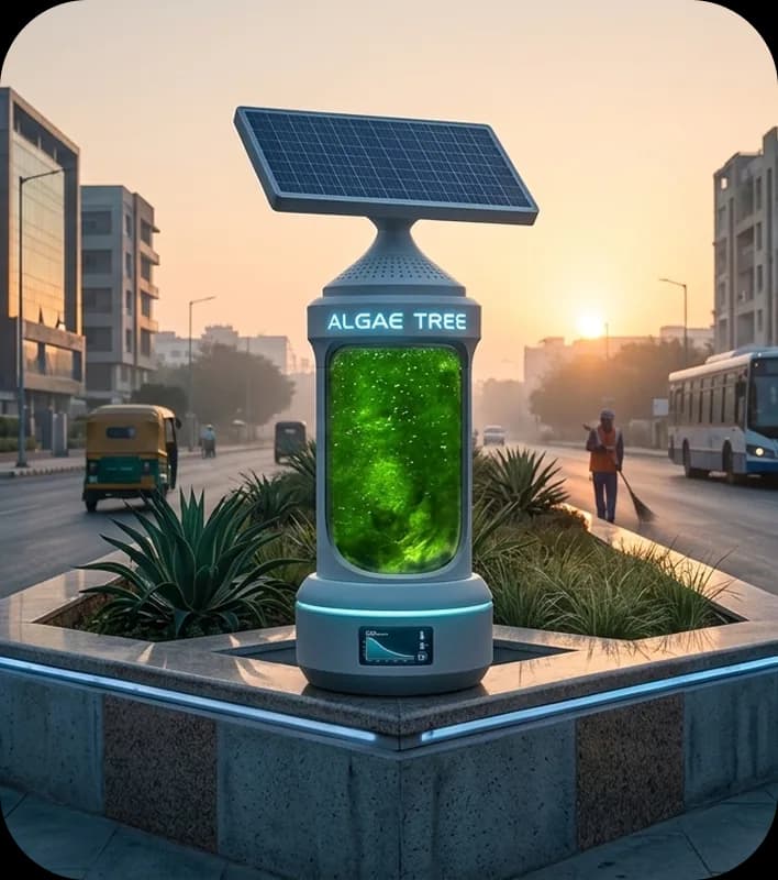AlgaeTree unit at sunset