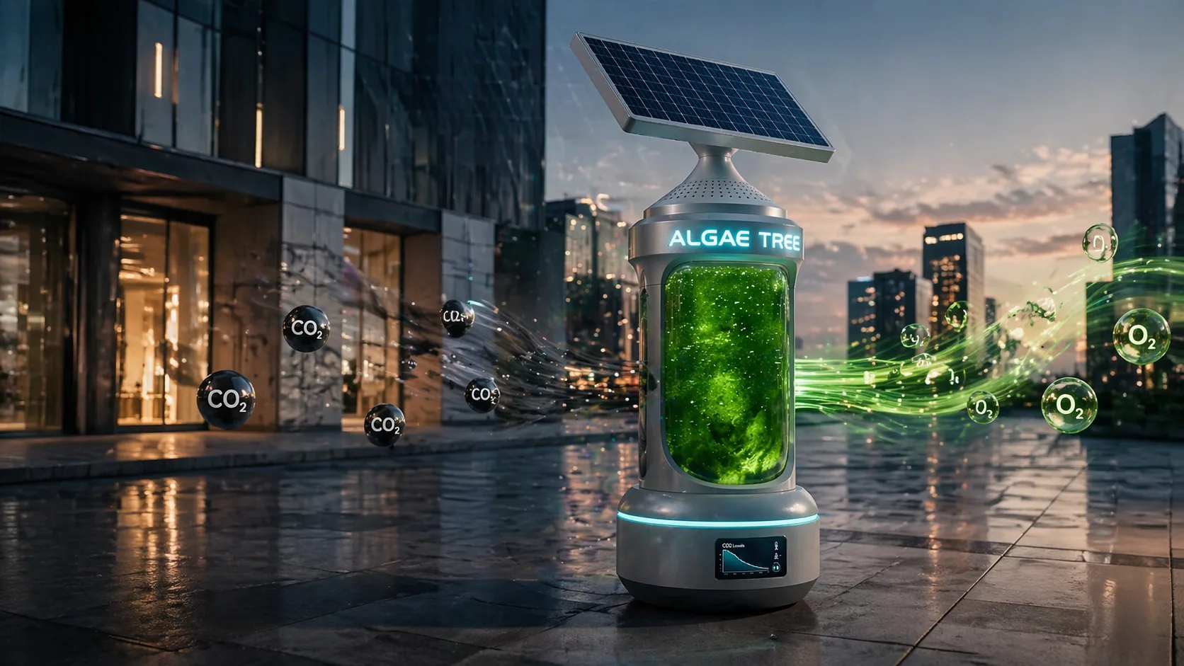 AlgaeTree installation in a campus interior
